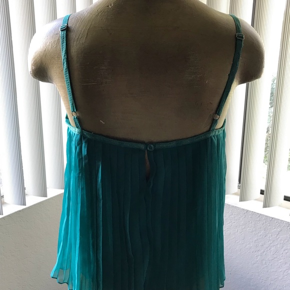 ROXY Mermaid Teal ACCORDIAN Babydoll TOP NWOT M - Picture 7 of 11